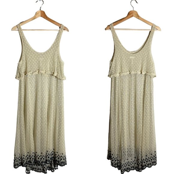Intimately Free People Sheer Lace Midi Dress Women's Small Cream Boho Festival - Picture 1 of 14